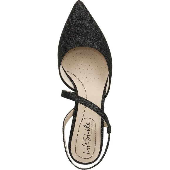 LifeStride Womens Black Sparkle Patent Polyurethane Pointed Closed Toe Pump - Picture 5 of 9
